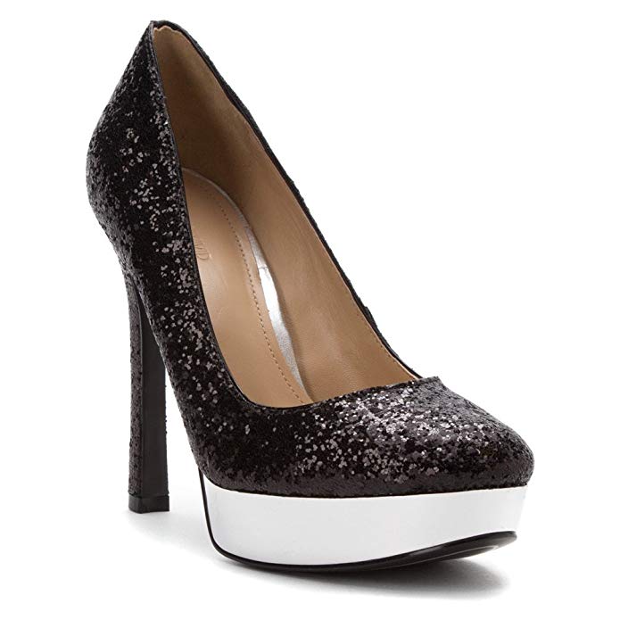 Joan & David Quella Pump Black Glitter Women's 6 M US