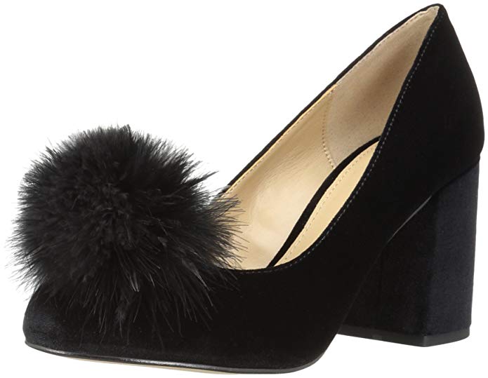 The Fix Women's Blakely Block Heel Feather Pom Pump